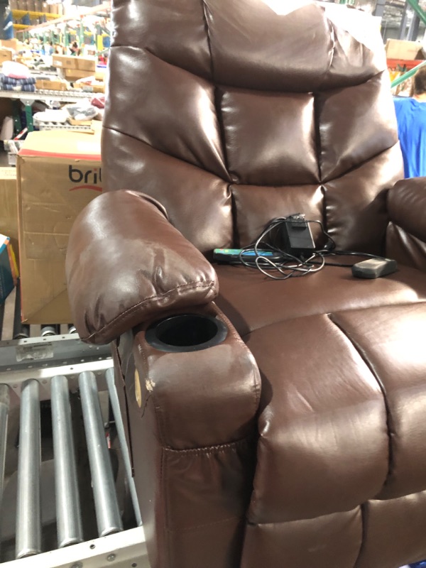 Photo 6 of ***USED - DAMAGED - NO PACKAGING - SEE COMMENTS***
Dextrus Power Lift Recliner Chair Heated PU Leather with Massage, Brown