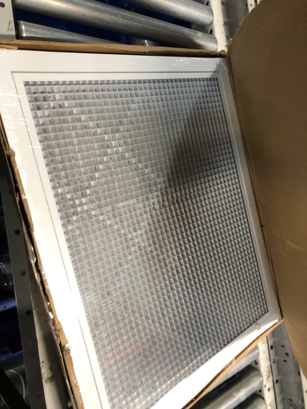 Photo 3 of Fits 20x25 Duct Opening | Aluminum Eggcrate Return Air Filter Grille | Low Noise & High Air Flow, Rust Proof Vent Cover Grill for Sidewall & Ceiling | White | Outer Dimensions: 22 1/4"W X 27 1/4"H 20"W x 25"H [Duct Opening]