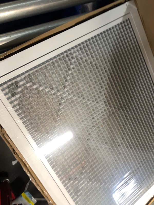 Photo 2 of Fits 20x25 Duct Opening | Aluminum Eggcrate Return Air Filter Grille | Low Noise & High Air Flow, Rust Proof Vent Cover Grill for Sidewall & Ceiling | White | Outer Dimensions: 22 1/4"W X 27 1/4"H 20"W x 25"H [Duct Opening]