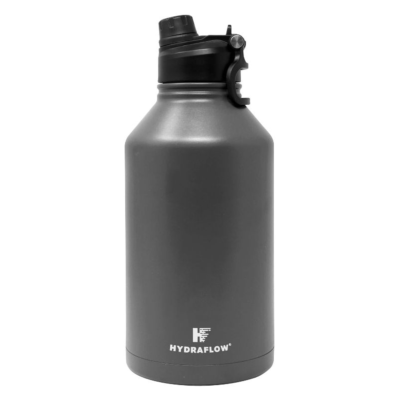 Photo 1 of HF Crusader - Triple Wall Vacuum Insulated Water Bottle with Dual Lid (64oz, Powder Graphite) Stainless Steel Metal Thermos, Reusable Leak Proof BPA-FREE...
