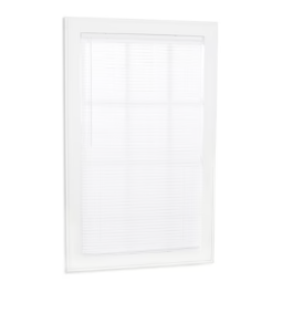 Photo 1 of **HARDWARE MISSING**
Project Source Light Filtering 1-in Slat Width 45-in x 64-in Cordless White Vinyl Light Filtering Mini-blinds