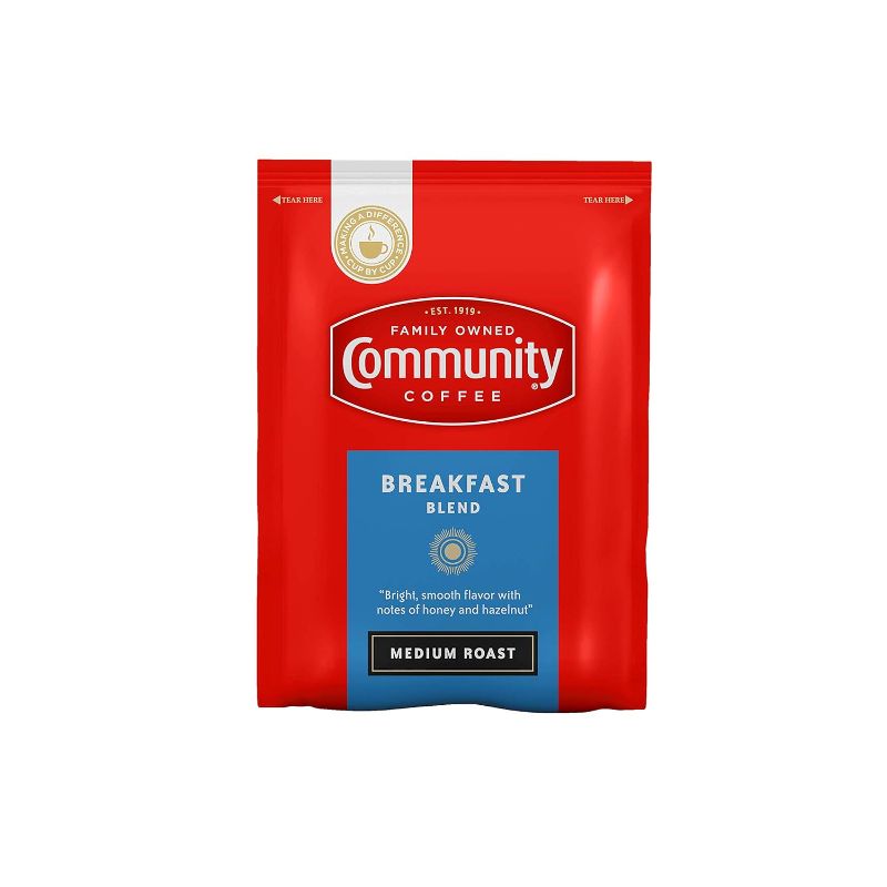 Photo 1 of ***(EXP: 07/04/24)NONREFUNDABLE***Community Coffee Ground Coffee Packets, Breakfast Blend Medium Roast, Pre-Measured 2.5 Ounce Individual Coffee Packets, Box of 40
