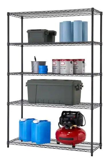 Photo 1 of (opened for inspection)(see images) Black Anthracite 5-Tier Steel Wire Shelving Unit (48 in. W x 72 in. H x 18 in. D)
