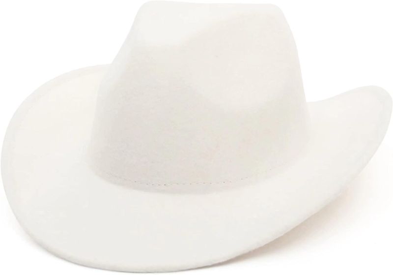 Photo 1 of ***SEE NOTES***Wool Cowboy Cowgirl Hat for Men Women Classic Roll Up Brim Fedora Cowgirl Hat Western Cowboy Hat 7-7 1/4 White