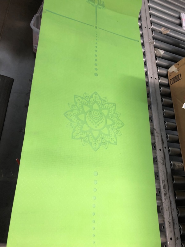 Photo 2 of **MINOR DAMAGE** Yoga Mat Non Slip, Pilates Fitness Mats with Alignment Marks, Eco Friendly, Anti-Tear 1/4" Thick Yoga Mats for Women, Exercise Mats for Home Workout with Carrying Sling and Storage Bag 72"x24" Vibrant Green & Black