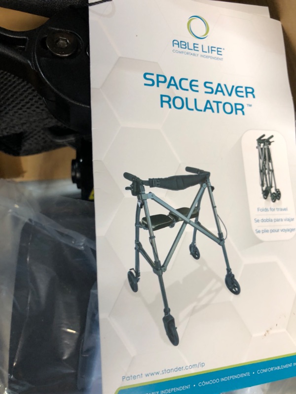 Photo 1 of Able Life Space Saver Rollator, Lightweight Folding Mobility Rolling Walker for Seniors and Adults, 6-inch Wheels, Locking Brakes, and Padded Seat with Backrest, Cobalt Blue Cobalt Blue Standard
