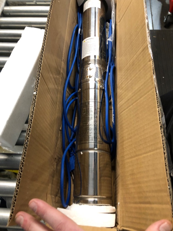 Photo 1 of VIVOGROW Deep Well Submersible Pump, 1HP 115V/60Hz, 33GPM, 207ft Head, Stainless Steel Water Pump with Additional Brass Check Valve and 30ft Power Cord for Irrigation, Industrial & Home Use 1HP/115V