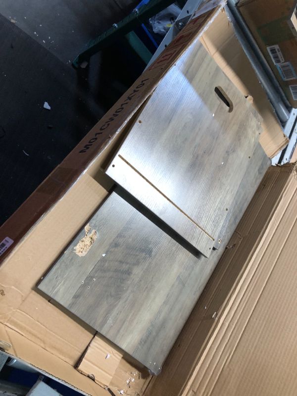 Photo 5 of ***DAMAGED - WOOD GOUGED AND CRACKED - MISSING ALL HARDWARE***
DINZI LVJ Storage Chest, Flip-Top Wooden Toy Box with 2 Safety Hinges, Entryway Shoe Storage Bench, Good Ventilation, Storage Trunk for Living Room, Bedroom, Easy Assembly, Grey Wash 30.0"L x 