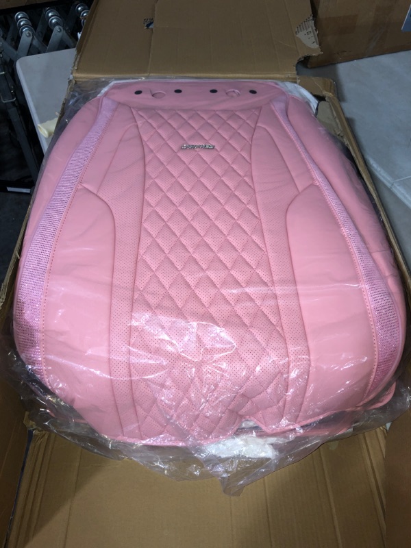 Photo 2 of (NON-REFUNDABLE) CAR PASS® Pink Nappa Leather Bling Diamond Seat Covers Full Seats, Waterproof Heavy-Duty Anti-Slip, Universal Fit for 95% Auto SUV Sedan Truck, Glitter Sparkle Shining (Pink Rhinestone Leather)
