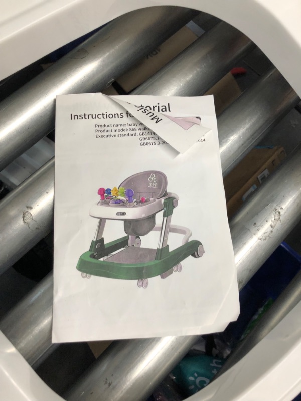 Photo 2 of **READ NOTES***
(Rose-red) Baby Walker, 6-Gear Height Adjustable Foldable Baby Walkers and Activity Center, Baby Walker with Wheels, Infant Toddler Walker with Music Disk, Baby Walkers for Baby Boys and Girls