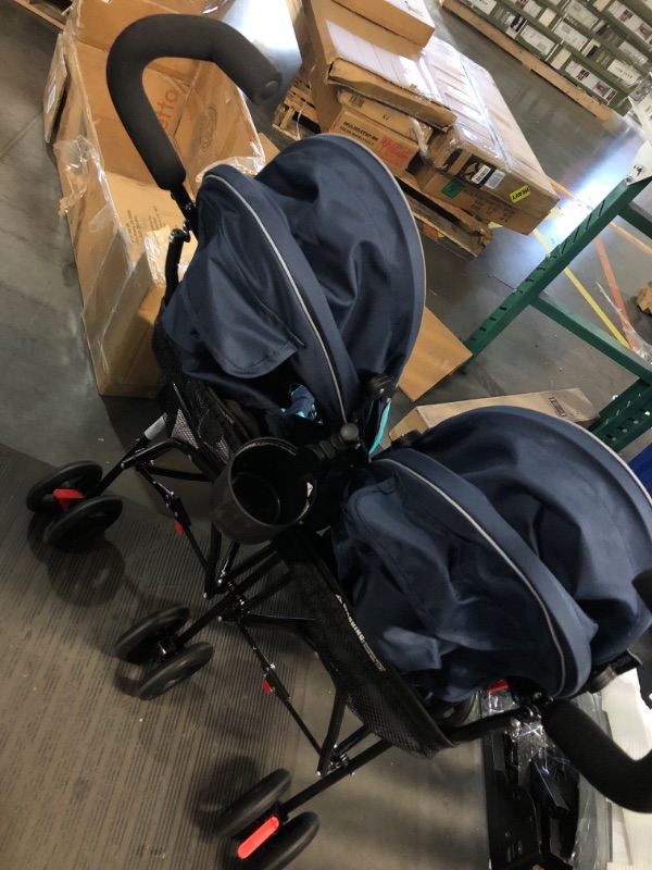 Photo 4 of Delta Children LX Side by Side Stroller - with Recline, Storage & Compact Fold, Night Sky