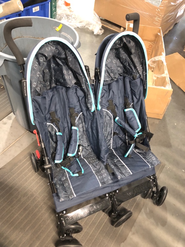 Photo 2 of Delta Children LX Side by Side Stroller - with Recline, Storage & Compact Fold, Night Sky