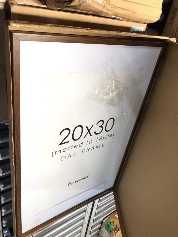 Photo 1 of 20x30 Picture Frame with Mat for 16x24, 20"x30" Solid Oak Wood Poster Frame with Real Glass, 30x20 Wood Frame, 20 x 30 Frame Light Wood, Minimalst 20x30 Frame for Wall Decor Walnut 20x30 - 1P