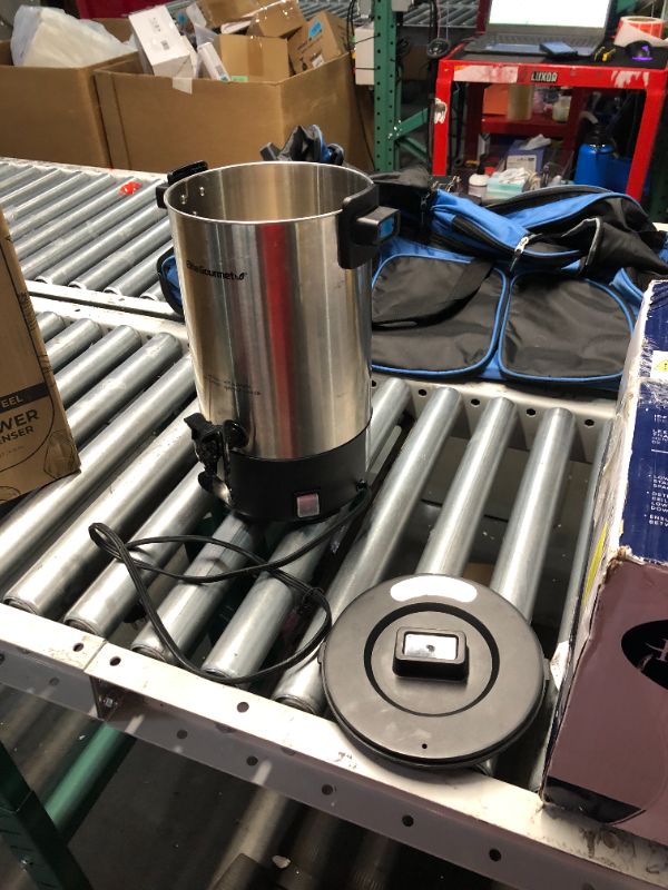 Photo 2 of ***HEAVILY USED AND DIRTY - MISSING INTERNAL FILTER PART THAT MAKES ITEM WORK - SEE PICTURES***
Elite Gourmet CCM-035 30 Cup Electric Stainless Steel Coffee Maker Urn, Removable Filter for Easy Cleanup, Two Way Dispenser with Cool-Touch Handles 30 Cup Sta