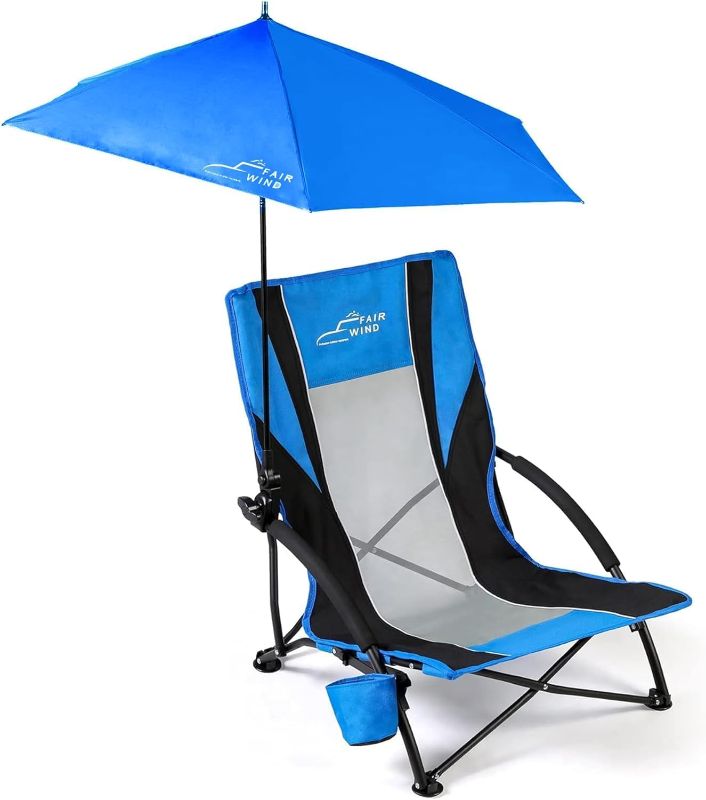 Photo 1 of (Similar to Stock Photo) 1 Pack Beach Chair with Umbrella for Adults Shade Chair Folding Backpack Portable Concert Bag Sand Chair with Cup Holder- Pink
