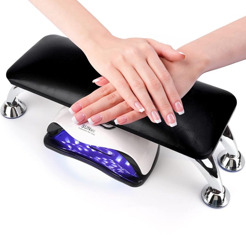 Photo 1 of (Similar to Stock Photo) Nail Arm Rest for Acrylic Nails, Microfiber Leather Nail Hand Rest Cushion for Nails, Soft Hand Pillow Footstool with 4 Stainless Steel Stands Thick Sponge Nail Pillow for Nail Tech Use (Black)
