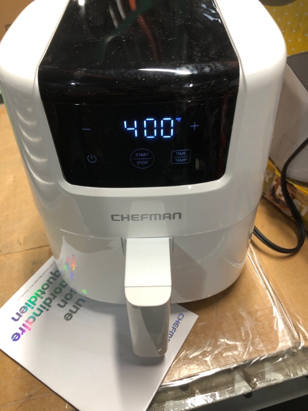 Photo 2 of ***USED - DAMAGED - BACK OF UNIT CRACKED - SEE PICTURES - POWERS ON - UNABLE TO TEST FURTHER***
CHEFMAN 2 Qt Mini Air Fryer – Digital Space-Saving Compact Air Fryer with Nonstick and Dishwasher Safe Basket, Quick & Easy Meals in Minutes, Features Digital 