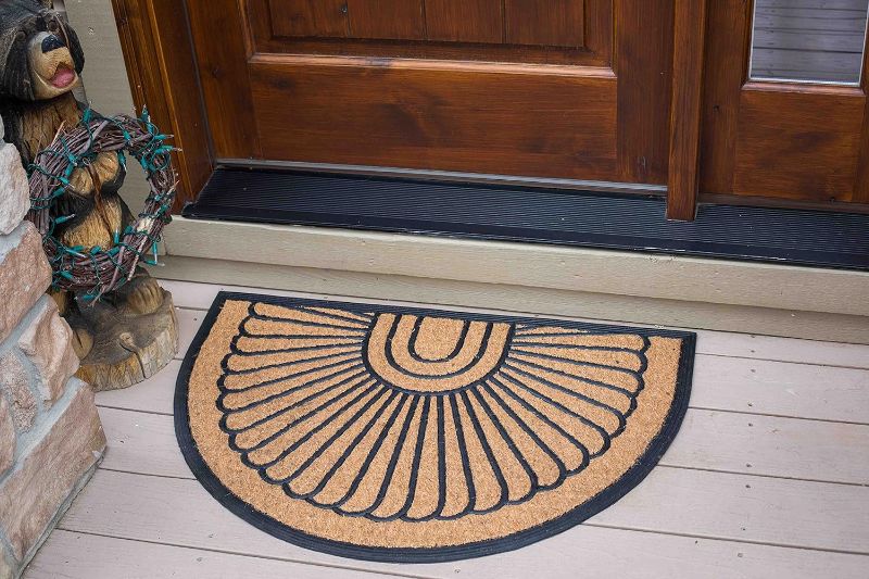 Photo 1 of (Similar to Stock Photo) Half Round Natural Coir and Rubber Doormat - Natural Fibers - Outdoor Doormat - Keeps Your Floors Clean - Decorative Design - Brush Coir
