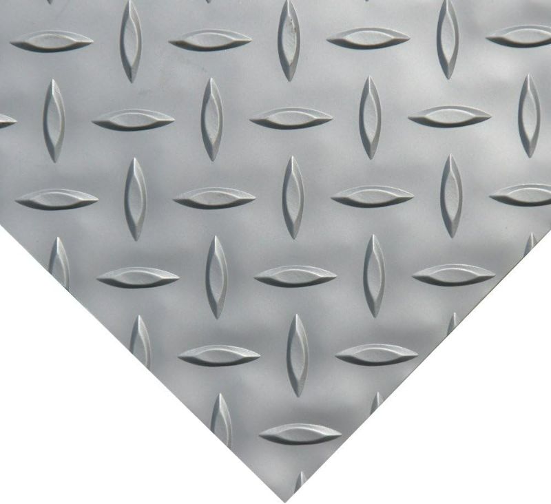 Photo 1 of (NON-REFUNDABLE) Rubber-Cal Diamond Plate Metallic PVC Flooring Silver 