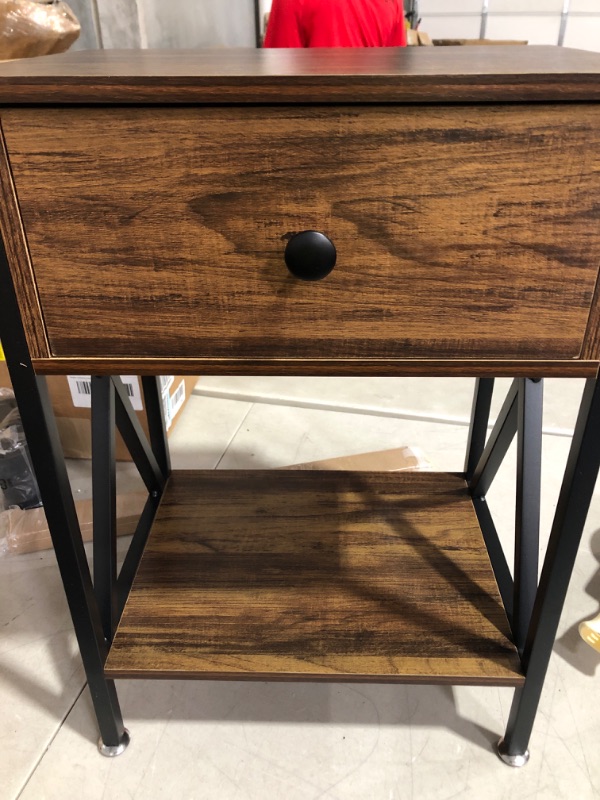 Photo 2 of (see all images) VECELO Side/End Table Set of 2, Nightstand with Drawer & Storage Shelf 