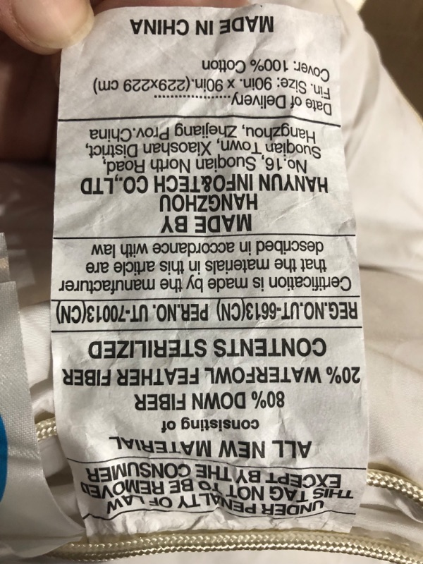 Photo 5 of ***USED*MINOR DAMAGE FROM WEAR***
Feathers Down Comforter Full/Queen, Hotel-Style Fluffy Duvet Insert, Ultra-Soft Egyptian Cotton Fabric, 750 Fill Power 46oz Medium Weight for All Season(90x90, White)