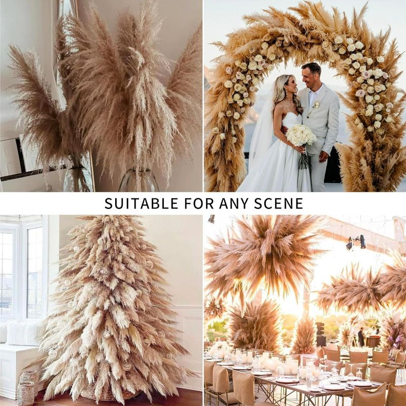 Photo 3 of (READ FULL POST) Wertuirk 12 Stems 46 inch Tall Pampas Grass Decor - Large Fluffy Dried Pompas Grass for Floor Vase - Rustic Wedding, Baby Shower, Party, Farmhouse, Boho Home Decor… 12pcs/46inch