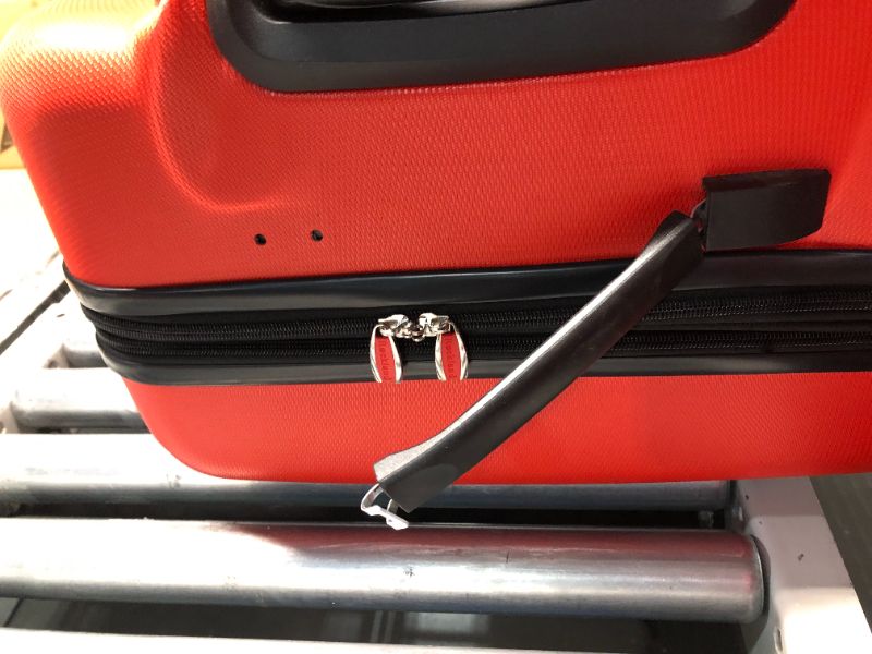 Photo 3 of ***MAJOR DAMAGE - SCUFFED AND SCRAPED - HANDLE BROKEN - WHEEL RIPPED OFF - SEE PICTURES - NO PACKAGING***
Rockland Melbourne Hardside Expandable Spinner Wheel Luggage, Red, 3-Piece Set (20/24/28) 3-Piece Set (20/24/28) Red