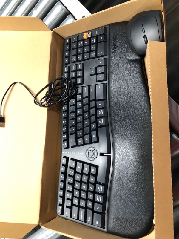Photo 3 of MEETION Ergonomic Wireless Keyboard and Mouse, Ergo Keyboard with Vertical Mouse, Split Keyboard with Cushioned Wrist, Palm Rest, Natural Typing, Rechargeable, Full Size, Windows/Mac/Computer/Laptop