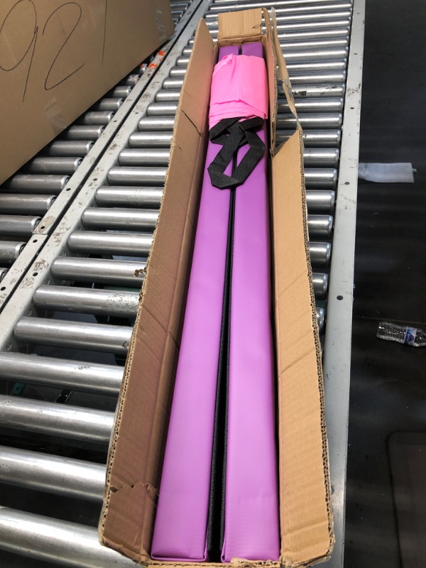 Photo 2 of ***USED - LIKELY MISSING PARTS - UNABLE TO VERIFY FUNCITONALITY***
FC FUNCHEER 8FT Folding Balance Beam -Gymnastics Beam -Wood core Floor Beam - Anti-Slip Bottom -Faux Suede Cover -Stainless Hinge and Carrying Bag for Kids Training at Home Light Purple Po