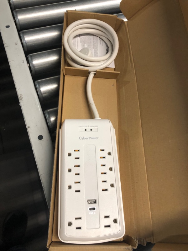 Photo 3 of Belkin 12-Outlet Surge Protector Power Strip w/ 12 AC Outlets, 1 USB-C Port, & 2 USB-A Ports, 6ft Cable, Overload and Overvoltage Protection, and On/Off Power Switch - 4,000 Joules of Protection 1 pack Power Strip, 12 Outlet