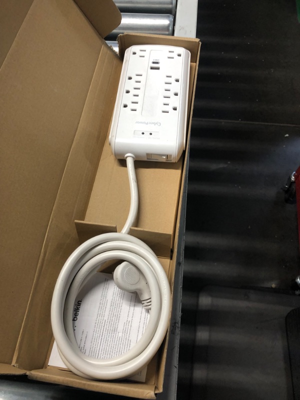 Photo 2 of Belkin 12-Outlet Surge Protector Power Strip w/ 12 AC Outlets, 1 USB-C Port, & 2 USB-A Ports, 6ft Cable, Overload and Overvoltage Protection, and On/Off Power Switch - 4,000 Joules of Protection 1 pack Power Strip, 12 Outlet