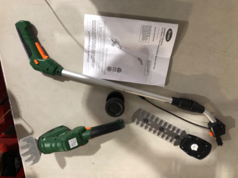 Photo 2 of ***USED*MINOR DAMAGE FROM USE*POSSIBLE MISSING PIECES*NO BATTERY*
Scotts 7.2-Volt Lithium-Ion Cordless Telescoping Pole Shrub Trimmer