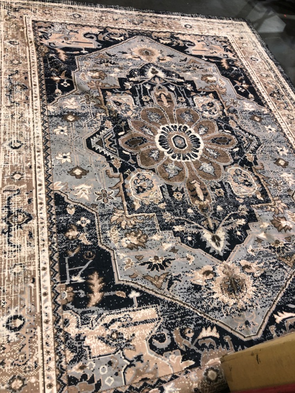 Photo 2 of (NON-REFUNDABLE) VK VK·LIVING Machine Washable Rug 9'x12' Vintage Design Washable Area Rugs with Non Slip Rugs for Living Room Bedroom Traditional Woven Rug Carprt Stain Resistant, Dining Office Boho Rug, Brown&Black
