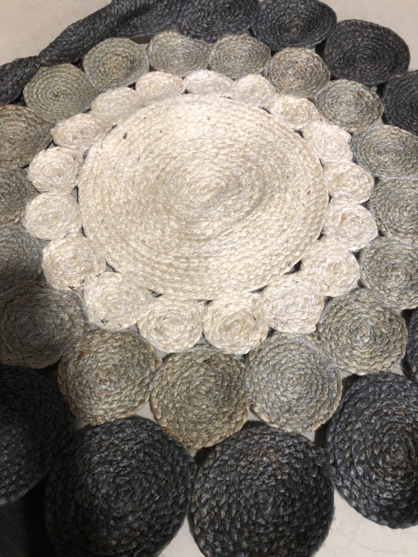 Photo 2 of (see all images) DII Woven Rug Collection Braided Jute, 3 Ft. Round, Gray/Natural Gray/Natural 3 Ft. Round