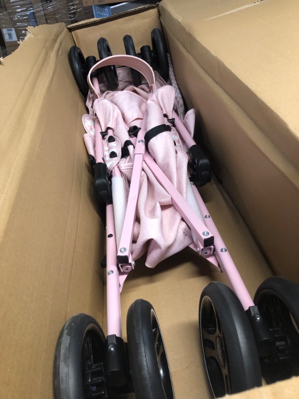 Photo 2 of babyGap by Delta Children Classic Stroller - Greenguard Gold Certified - Lightweight Stroller with Recline, Extendable Sun Visors & Compact Fold - Made with Sustainable Materials, Pink Stripes