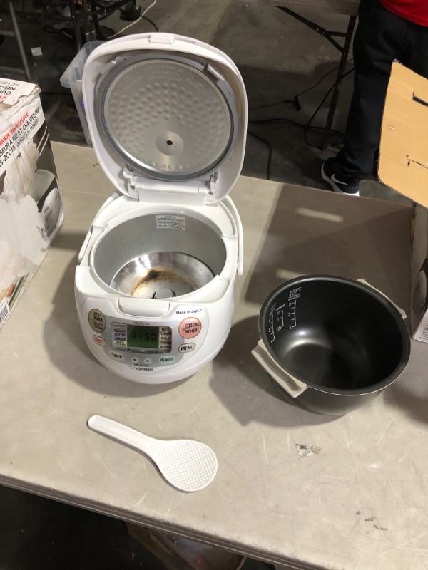 Photo 2 of ***HEAVILY USED AND DIRTY - POWERS ON - UNABLE TO TEST FURTHER - MISSING SPOON AND CUP***
Zojirushi, Made in Japan Neuro Fuzzy Rice Cooker, 5.5-Cup, Premium White