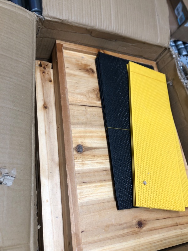 Photo 2 of 8 Frame Bee Hive,Complete Beehive Starter Kit for Beekeeper, Beehive Includes 1 Deep Bee Box and 1 Medium Bee Hives Boxes with Bee Frames and Beeswax Coated Foundation(2 Layer)