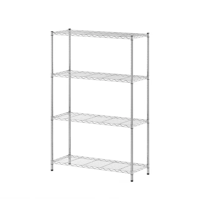 Photo 1 of **SEE NOTES**Furinno Wayar 4-Tier Metal Storage Shelf Rack, 36 x 14 x 54, Stainless Steel
