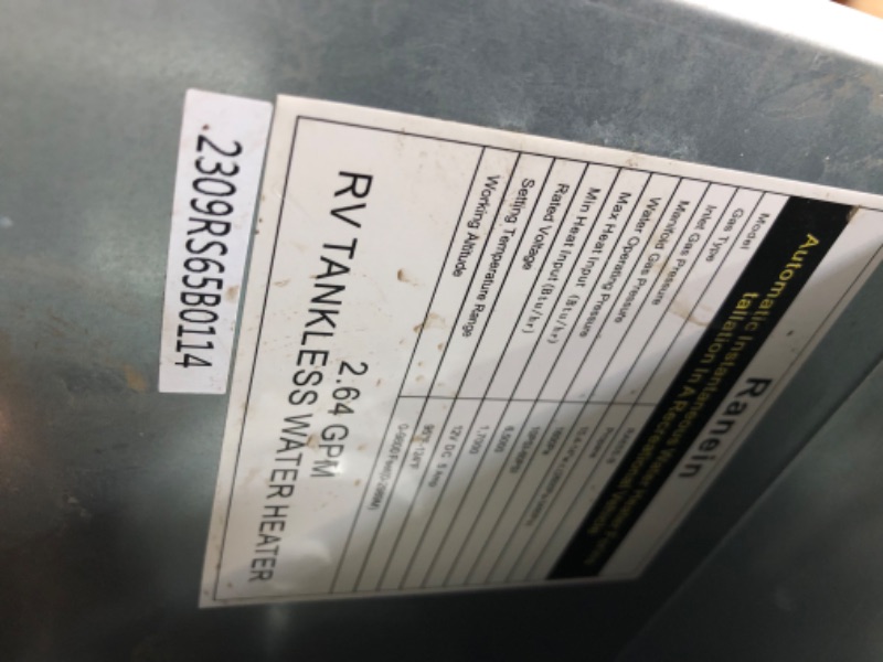 Photo 4 of ***DAMAGED - UNABLE TO TEST - SEE COMMENTS***
65,000 BTU RV Tankless Water Heater, Updated Version, Max 3.9 GPM, with Black Door and External Shower