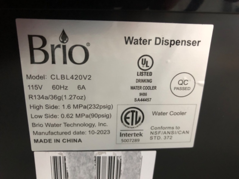 Photo 5 of ***NONREFUNDABLE - NOT FUNCTIONAL - FOR PARTS ONLY - SEE COMMENTS***
Brio Bottom Loading Water Cooler Water Dispenser – Essential Series - 3 Temperature Settings - Hot, Cold & Cool Water - UL/Energy Star Approved