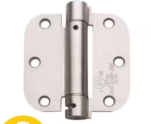 Photo 1 of 3.5 in. x 3.5 in. Satin Nickel Full Mortise Spring Non-Removable Pin with 5/8 in. Radius Hinge - Set of 2
