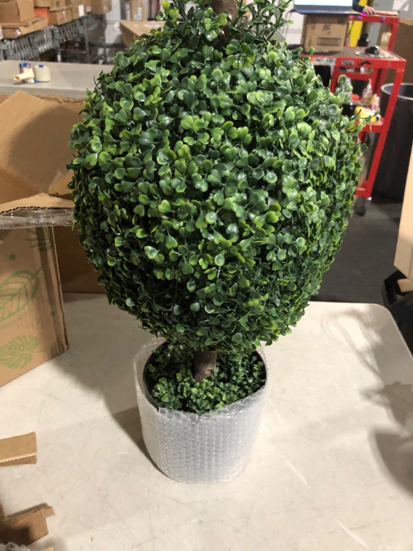 Photo 4 of 35 in. Artificial Double Boxwood Topiary
