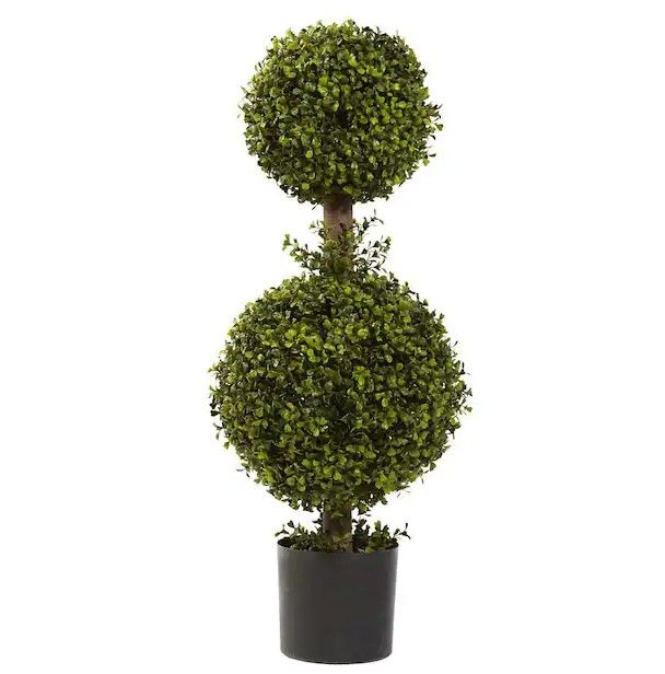 Photo 1 of 35 in. Artificial Double Boxwood Topiary
