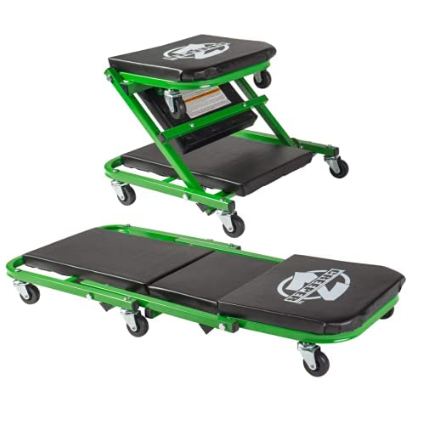 Photo 1 of Pro-LifT C-2036DG Black/Green 300 Lbs Mechanic Creeper & T-6903D Double Pin Jack Stands - 3 Ton Green Creeper + Double Pin Jack Stands