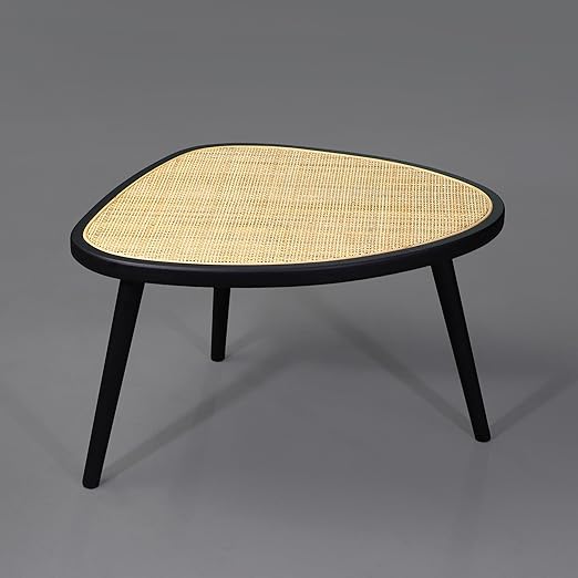 Photo 1 of [PJ Collection] Irregular-Shaped Rattan and Wood Coffee Table, with Portable and Detachable Legs, Handcrafted Coffee Table, Hand Woven, Comfortable Support Table Top

