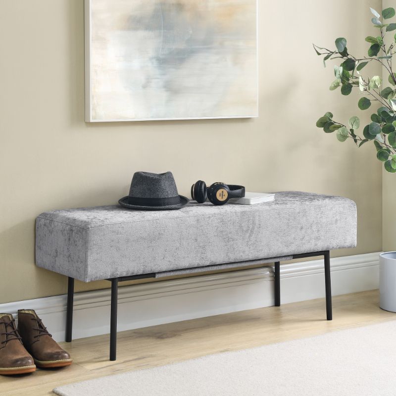 Photo 1 of *not Exact* Ottoman Bench Seat Upholstered Bedroom Benches, Modern Entryway Bench Couch Long Bench with Steel Legs for Entryway Dining Room Living Room Bedroom End of Bed, Gray
