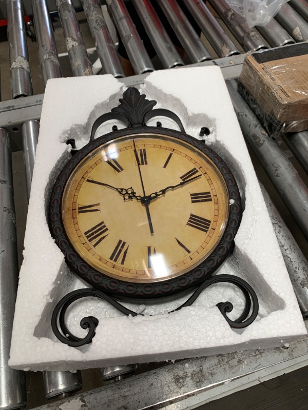 Photo 2 of Deco 79 Metal Scroll Clock, 11" x 3" x 17", Brown