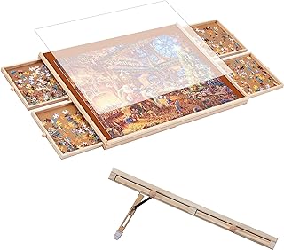 Photo 1 of 1000 Piece Wooden Jigsaw Puzzle Board - 4 Drawers, Rotating Puzzle Table | 30” X 22” Jigsaw Puzzle Table | Puzzle Cover Included - Portable Puzzle Tables for Adults and Kids by Beyond Innoventions