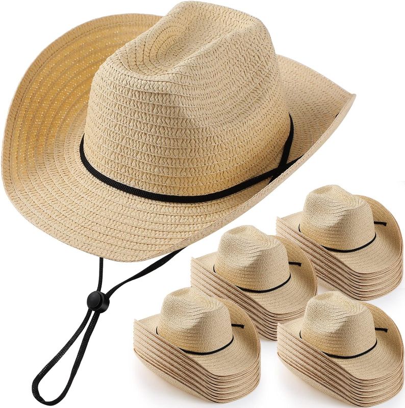 Photo 1 of **NONREFUNDABLE**FOR PARTS OR REPAIR**SEE NOTES**
24 Pcs Adult Cowboy Hat Bulk Western Party Straw Hat Unisex Cowboy Cowgirl Hat Set Straw Sun Hat for Women Men
