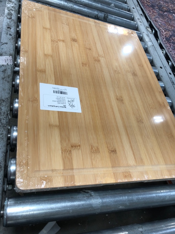 Photo 1 of 24 x 18 Extra Large Bamboo Serving Boards for Kitchen, Heavy Duty Wood Butcher Block Chopping Board with Handle and Juice Groove for Meat, Large Charcuterie Board, Over the Sink Cutting Board 24" X 18"